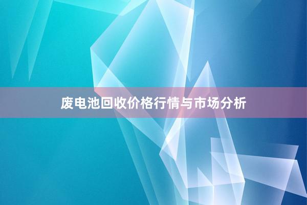 废电池回收价格行情与市场分析